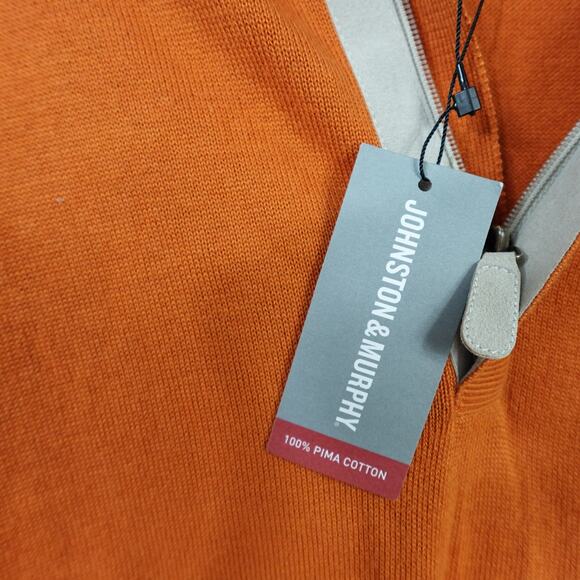 New Johnston & Murphy Orange Sweater Vest Quarter Zip Pima Cotton Men's XXL - Picture 5 of 7
